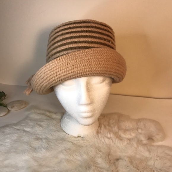 Vintage 60s Everitt Cloche Bell Hat Yarn Neutral main image 5